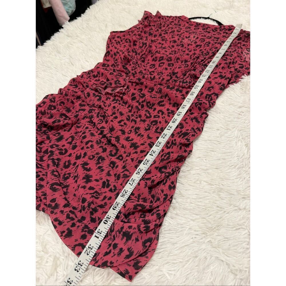 AllSaints Hali Roar Leopard Mini Dress in Black Pink Size 6 - Picture 6 of 9